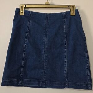 Free People Denim Mini Skirt Stretch Boho Festival Party Date Size 8